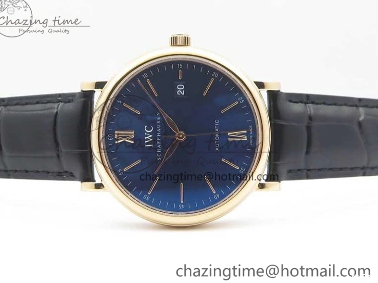 MIROTIME 0319 MoistureWicking Portofino Automatic RG IW356522 FKF 1:1 Best Edition Blue Dial on Black Croco Strap A 7109